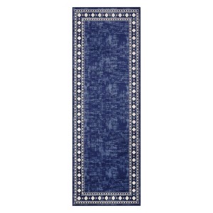 Washable Living Room Bedroom Bordered Geometric Area Rugs Indoor Contemporary Floor Carpet for Home Office - 1 of 4