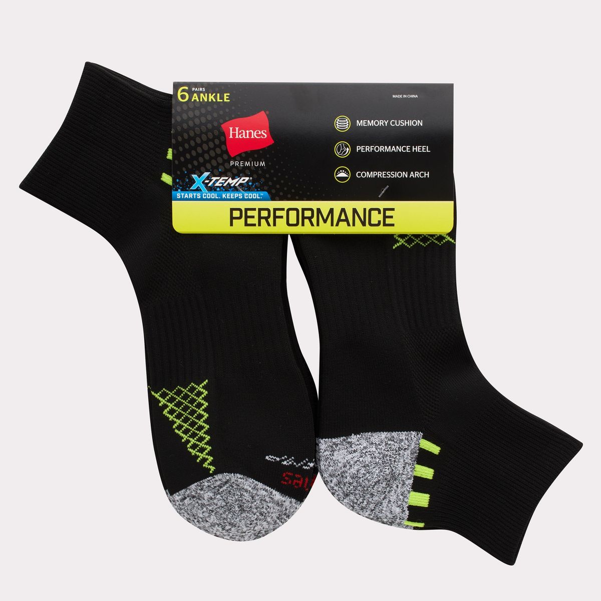 Hanes Moves Men's Ankle Socks Pack, 6-Pack, Moisture-Wicking