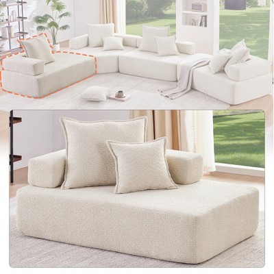 56" Boucle Modular Lounge Frame with Fully Compressed Design