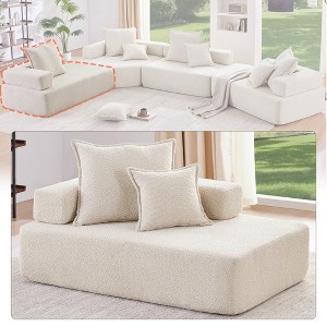 56" Boucle Modular Lounge Frame with Fully Compressed Design - 1 of 4