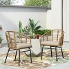 Set Of 2 Outdoor Wicker Patio Dining Chairs With Cushions,Living Room Arm Chairs With Metal Frame,Rattan Conversation Chair-Coolbibila - 3 of 4