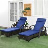 Outsunny Chaise Lounge Set of 2 with 5 Angle Backrest, Wheels, Armrests, Table, Cushions, PE Rattan Wicker Chairs, 3-Piece Pool Furniture Set - 2 of 4