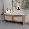 Vynxaria Mid-Century Modern Rattan Storage Bench with Cushion, Natural Finish - 4 of 4