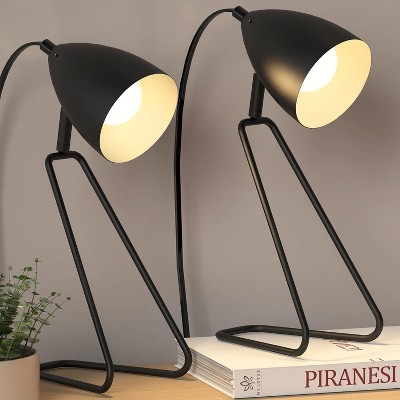 ROTTOGOON 12.52" Table Lamps Modern 350° Rotatable Small Desk Lamp Reading Bedside 2 Bulbs Included Black 2-Pack