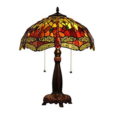 Chloe Lighting EMPRESS Tiffany-style 2 Light Dragonfly Table Lamp 16Inch Shade