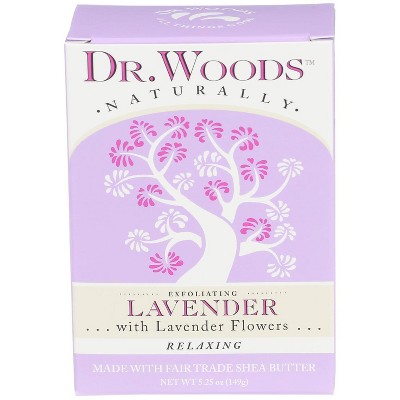 Dr. Woods Exfoliating Lavender Relaxing Bar Soap Natural Exfoliating Soap with Calming Lavender for Smooth, Refreshed Skin  5.25 Oz