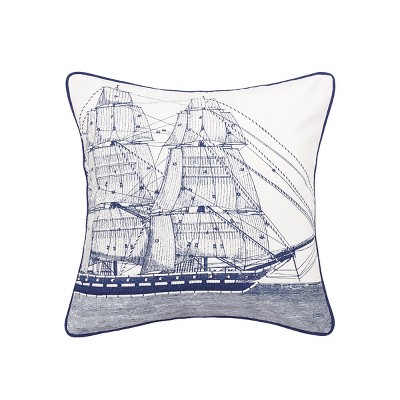 C&F Home 18" x 18" Ship With Sails Printed and Embellished Throw Pillow