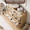Rattan 6 Drawer Dressers for Bedroom, Large Double Dresser with Deep Drawers, Chest of Drawers for Closet with Wide Top - 4 of 4
