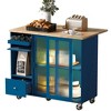Kitchen Island with Drop Leaf, Kitchen Cart On Wheels, Large Kitchen Island Cart with Led Light, 2 Fluted Glass Doors - 2 of 4