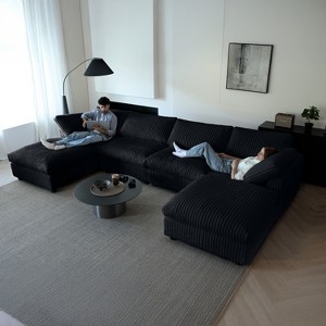 157" Modular Sectional Sofa,Faux Rabbit Fur Cloud Sofa Set,U Shaped Sofa Couch with Storage Ottoman,Down Filled Deep Seat,Removable & Washable Covers - 1 of 4