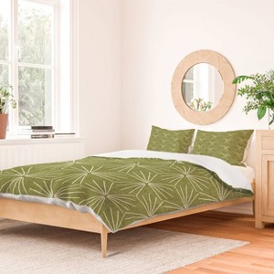 Deny Designs Full/Queen Holli Zollinger Sun Tile Duvet Cover and Pillow Sham Green - 1 of 4
