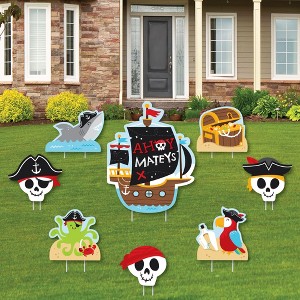 Big Dot of Happiness Pirate Ship Adventures - Yard Sign and Outdoor Lawn Decorations - Skull Birthday Party Yard Signs - Set of 8 - 1 of 4