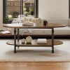 Farmhouse Oval Coffee Table, 2 Tier Center Table with Open Storage, Modern Industrial Tea Table, Wooden Cocktail Table with Metal Frame - 3 of 4