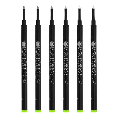 Monteverde Medium Rollerball Refill For Most Rollerball Pens 6/Pack Lime Green G233LG