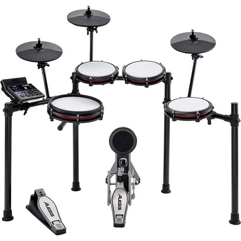 LyxJam 7-Piece Electronic Drum Set, Black Drum Kit with Throne Stool