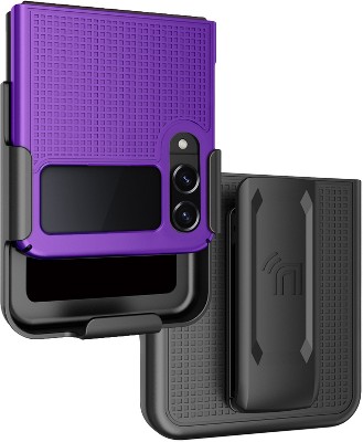 Nakedcellphone Slim Case and Belt Clip Holster Combo for Samsung Galaxy Z Flip 4 (SM-F721, 2022) - Purple