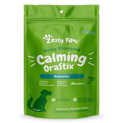 Zesty Paws Hemp Elements Behavior Calming Orastix for Dogs - Peppermint Flavor - 12oz