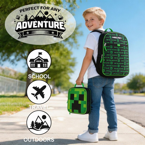Set de 4 piezas de mochila escolar Minecraft para niños 6