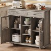 Coolmee Rolling Kitchen Island with Drop Leaf, Island Cart with Storage, Microwave Cart on Wheels, Table Bar Cart for Kitchen with Towel Rack - 2 of 4