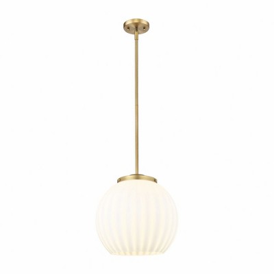 White Venetian - 1 Light Stem Hung Pendant In Modern Style-17 Inches Tall and 13.75 Inches Wide
