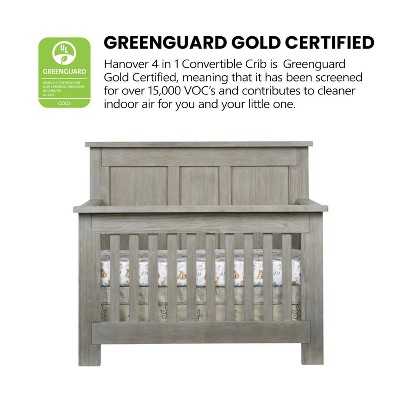 Oak Gray 4-in-1 Convertible Crib with Rustic Wainscoting