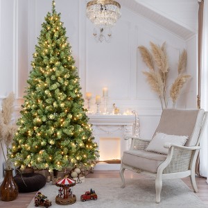 Moda Furnishings Pre-Lit PVC Christmas Tree with UL Lights, Auto-Unfold Memory Wire, Easy Assembly with Stable Metal Stand - 1 of 4