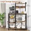 Hooseng Bakers Rack with Storage Coffee Bar Cabinet, Microwave Stand with Storage & Power Outlet for Kitchen & Dining, Rustic Brown - 4 of 4