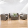 4-Piece Outdoor Sofa Set with Cushions, PE Wicker Rattan Seating Group with Loveseat, Club Chairs, and Coffee Table for Backyard, Patio, or Garden - 3 of 4