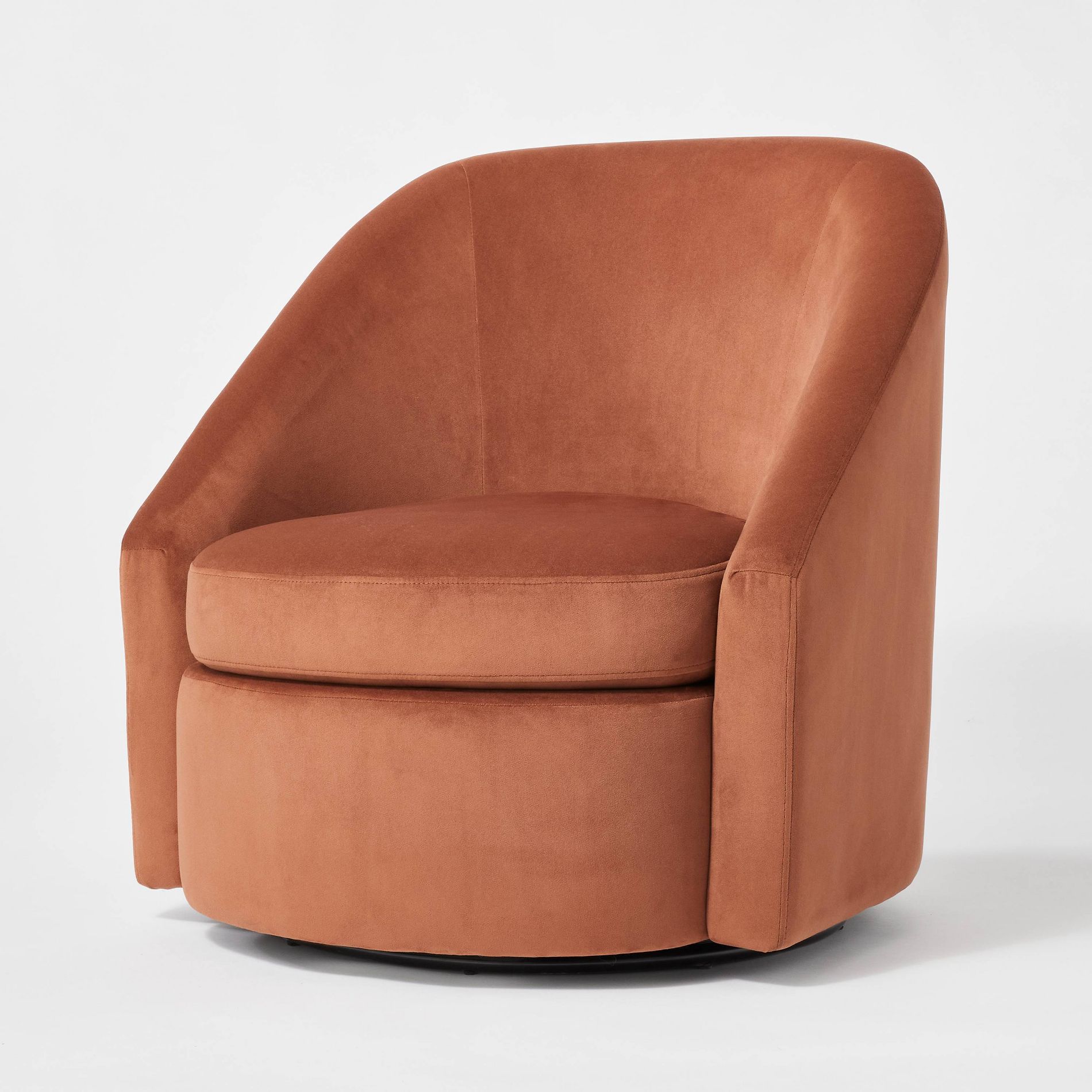 Slope Arm Swivel Chair Velvet Rust - Threshold™ designed with Studio McGee: Luxe Barrel-Shaped, No Assembly Required