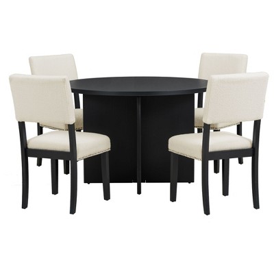 NicBex 5-Piece Round Dining Table Set,Modern Kitchen Table Furniture with 4 Upholstered Dining Chairs,Soft Cushion & Wood Legs