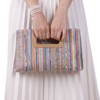 FATMOON Summer New Fashion Straw Weave Top Handle Clutch Handbags for Women, Detachable Chain Crossbody Bag - 2 of 4