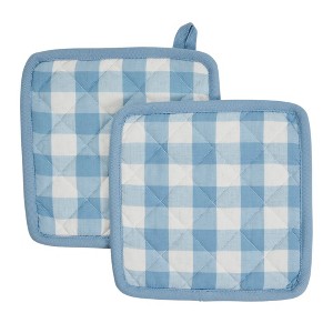 Annie Buffalo Check Blue Pot Holder Set of 2 8x8 - 1 of 3