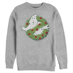 Men's Ghostbusters Christmas Wreath Logo Sweatshirt - 1 of 3