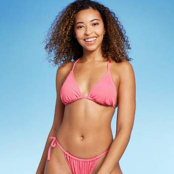 Women's 2-Piece String Bikini - 12 Solid Color Choices / Pink