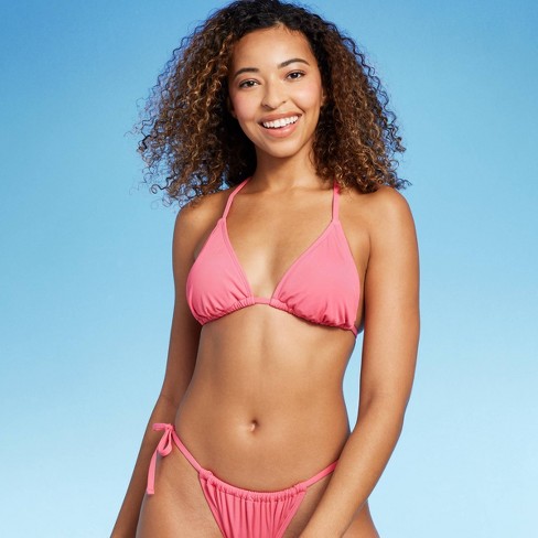 Women's Heart Shaped Gem Embellished Triangle Bikini Top - Wild Fable™ Pink  M : Target