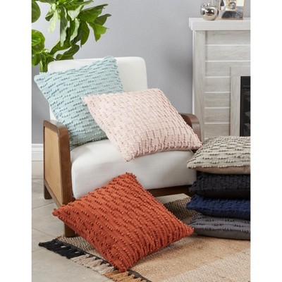 Rose Nubby Design Down-Filled Square Throw Pillow Set