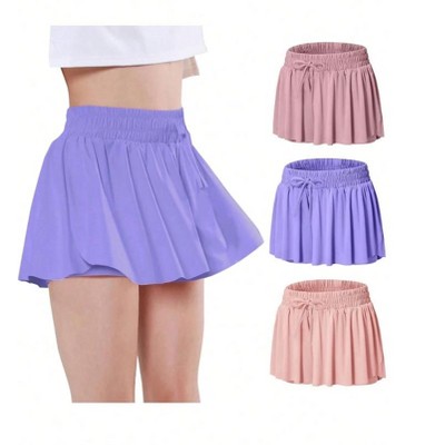 Mocamel 3 Picks Girls Butterfly Shorts Elegant Sport Tennis Cheerleading Skirt Shorts Quick Dry and Medium Elastic Dance Running Sport Costume
