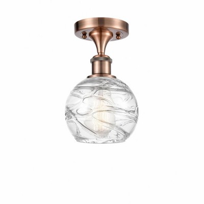 Athens Deco Swirl - 1 Light Semi-Flush Mount In Industrial Style-11 Inches Tall and 6 Inches Wide