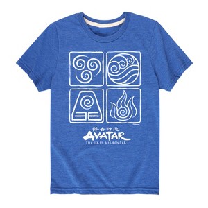 Boys' - Avatar: The Last Airbender - Air Water Earth Fire Grid Short Sleeve Graphic T-Shirt - 1 of 4
