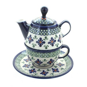 Blue Rose Polish Pottery 1148-775 Zaklady Individual Teapot & Cup - 1 of 1