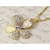 Anna-Kaci Women's Statement Necklace with Teardrop Crystal and Pearl Accents, Gold Tone Chain, Adjustable Length, Bold and Elegant Design - Flower - 3 of 4