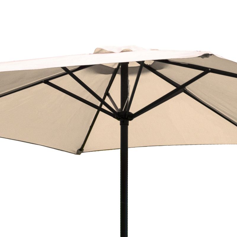 Four Seasons Courtyard 9 Foot Naples Market Patio Umbrella Round Polyester Fabric Outdoor Backyard Shaded Canopy with Push Button Tilt, Natural Color, 4 of 7