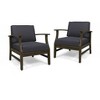 28"W Outdoor Patio Accent Chairs, Acacia Wood Club Arm Chairs -Merax - 2 of 4