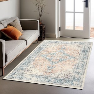 Area Rug, Vintage Rugs, Washable Rug, Distressed Rugs for Entryway, Non Slip Carpet, Foldable Low Pile Carpet, Indoor Door Mat, Kitchen Rug - 1 of 4