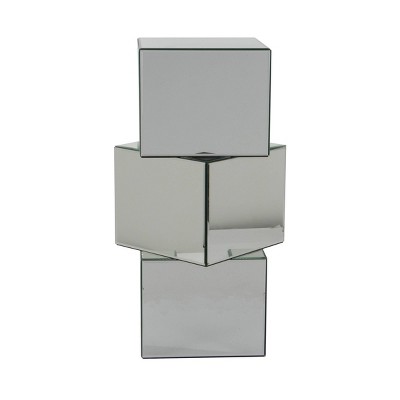 XL Silver Mirrored Glass Pedestal Display Stand