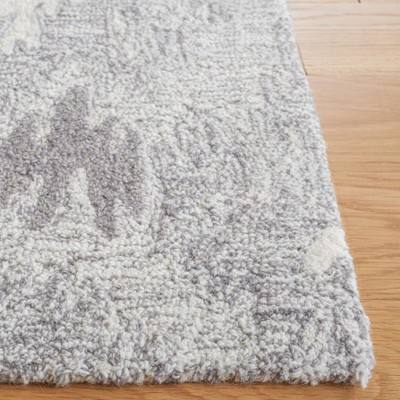 Grey and Ivory Hand-Tufted Wool Square Area Rug
