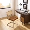 HOMLUX Set of 2 Rattan & Oak Accent Chair Indoor Kitchen Dining Chairs with Metal Leg & Rattan Backrest, Armless Mesh Back Cane Chairs - 3 of 4