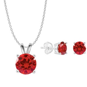 Donatello Gian Sterling Silver Red Necklace And Earrings Set - 1 of 1