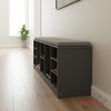 Basicwise Multi-Purpose Wooden Shoe Storage Bench Cushioned Seat Open Cubby Compartments and Versatile Organizer for Shoes and Accessories - 3 of 4