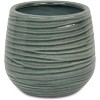 Cheung's Fairloam Round Curved Wave Lined Pattern Ceramic Pot- Large - Green - 2 of 3